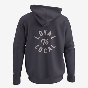 Loyal To Local Zip Up Hoodie | Mauve on Charcoal