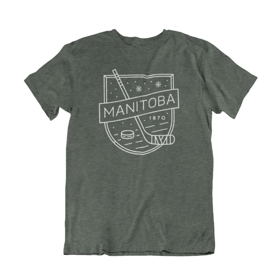 MB Hockey Tee | White on Heather Forest