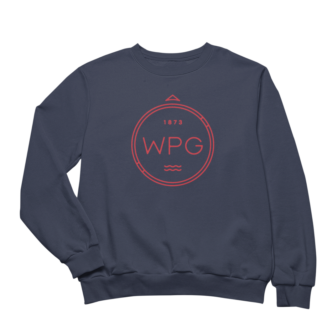 WPG Compass Crewneck | Red on Navy