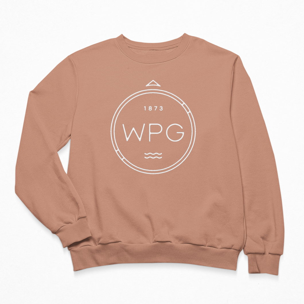WPG Compass Crewneck | White on Dusty Rose