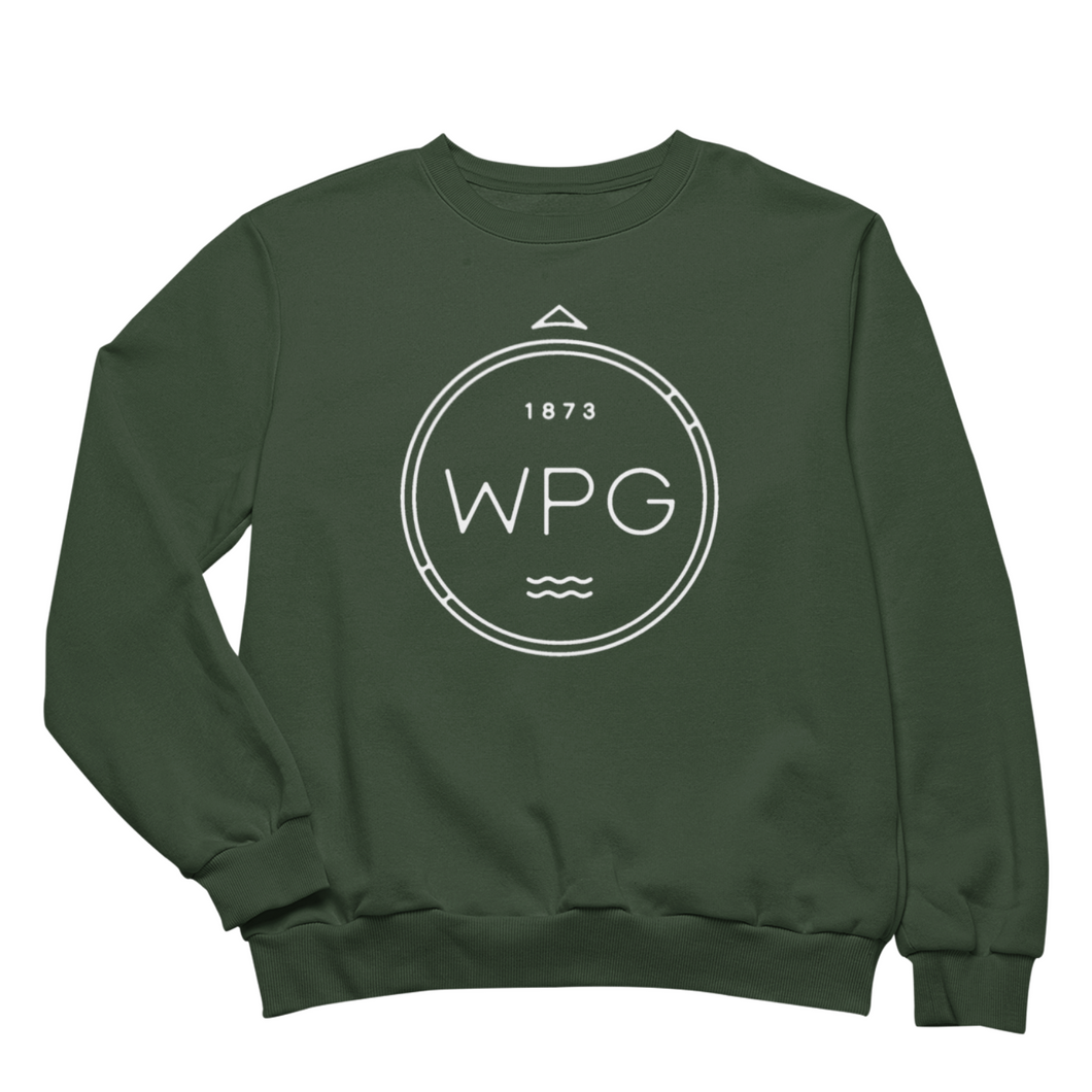 WPG Compass Crewneck | White on Forest Green