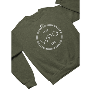 WPG Compass Crewneck | White on Heather Army