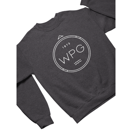 WPG Compass Crewneck | White on Heather Charcoal