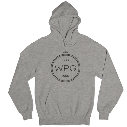 WPG Compass Hoodie | Black on Athletic Grey