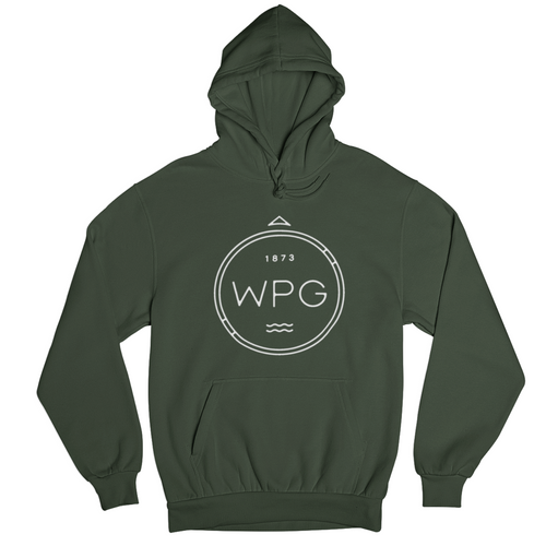 WPG Compass Hoodie | White on Forest Green
