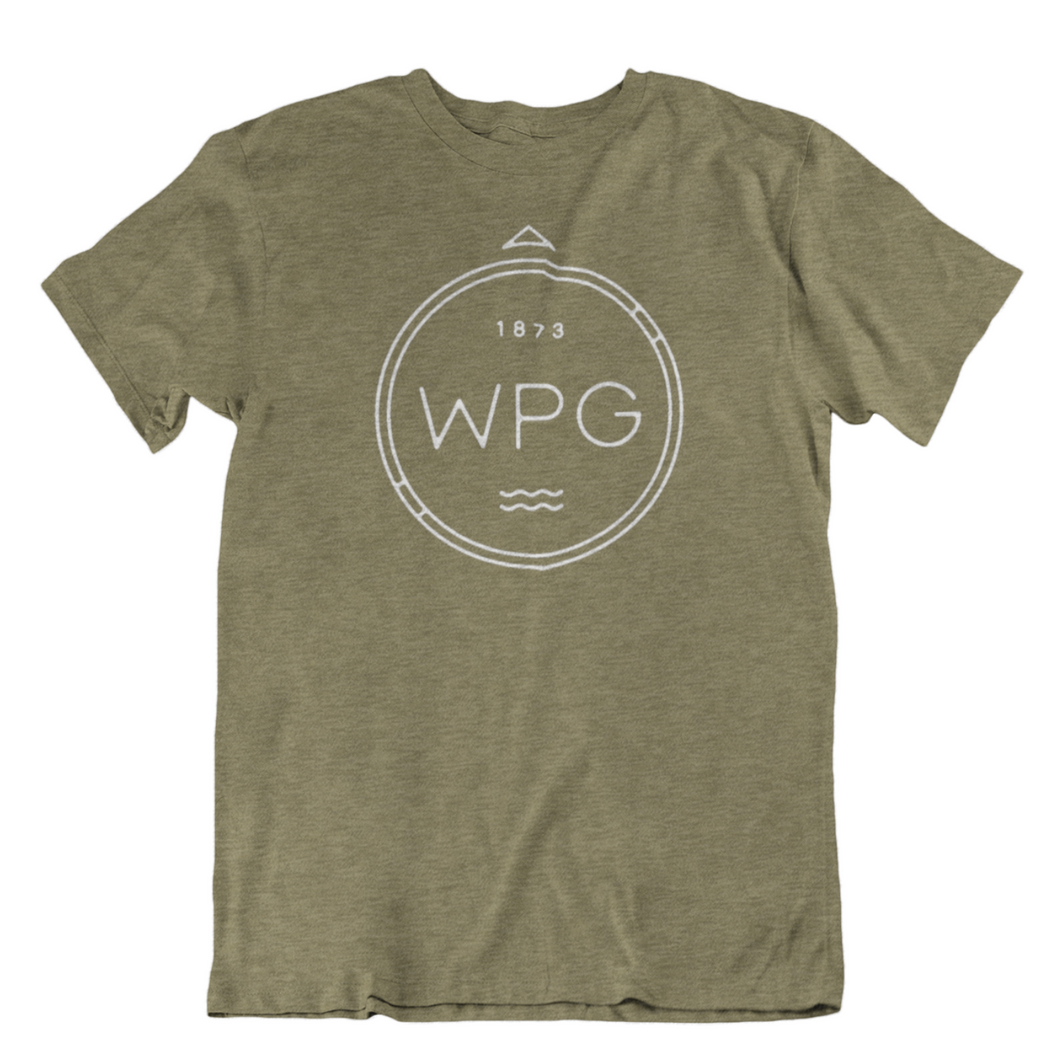 WPG Compass Tee | White on Heather Olive
