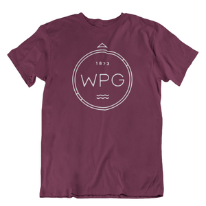 WPG Compass Tee | White on Maroon