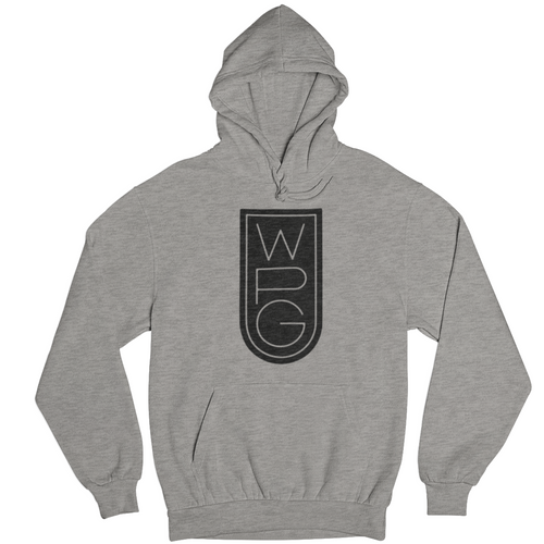 WPG Crest Hoodie | Black on Athletic Grey