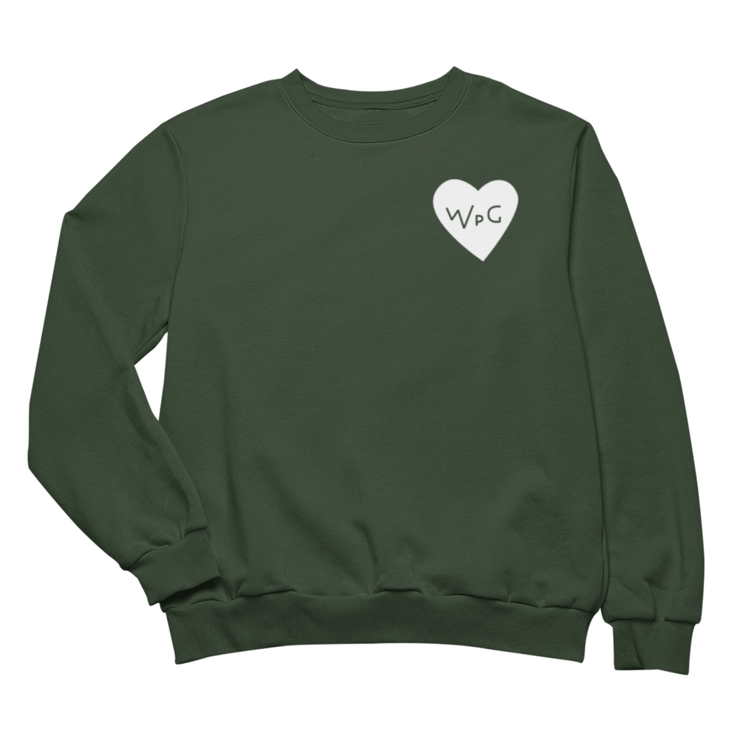 WPG Heart Crewneck | White on Forest