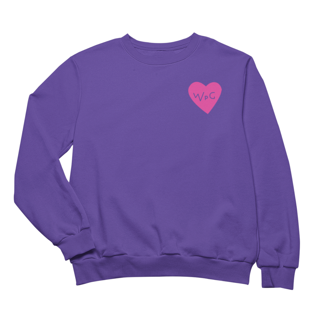 WPG Heart Crewneck | Pink on Purple