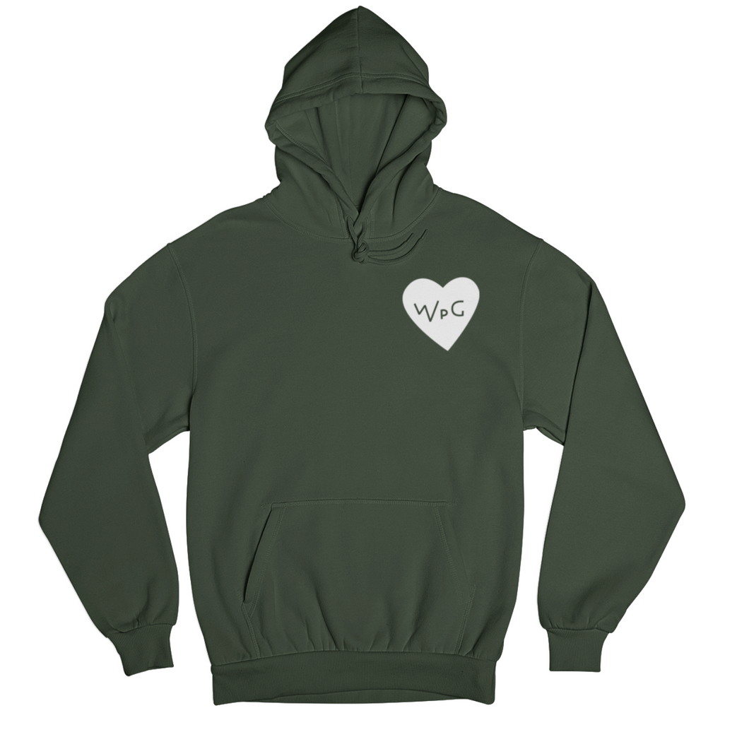 WPG Heart Hoodie | White on Forest