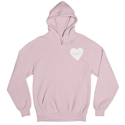 WPG Heart Hoodie | White on Light Pink