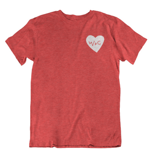 WPG Heart Tee | White on Heather Red