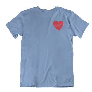 WPG Heart Tee | Red on Powder Blue
