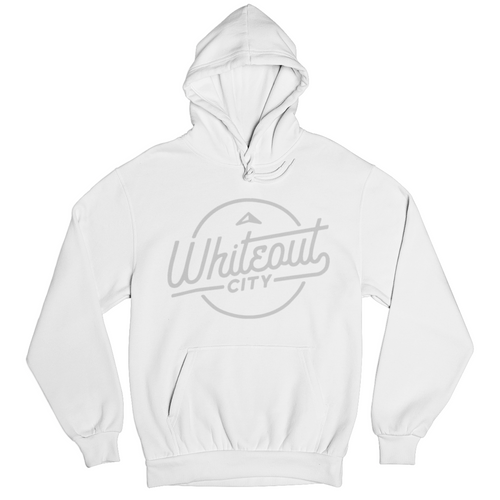 Whiteout City Classic Hoodie | Silver on White