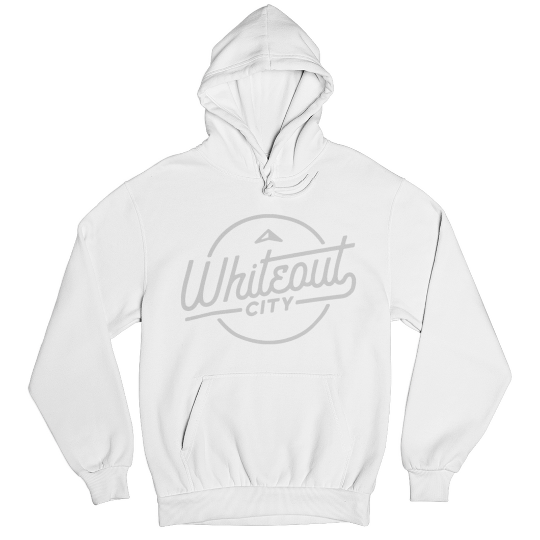 Whiteout City Classic Hoodie | Silver on White