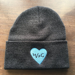 WPG Heart Toque | Powder Blue on Charcoal